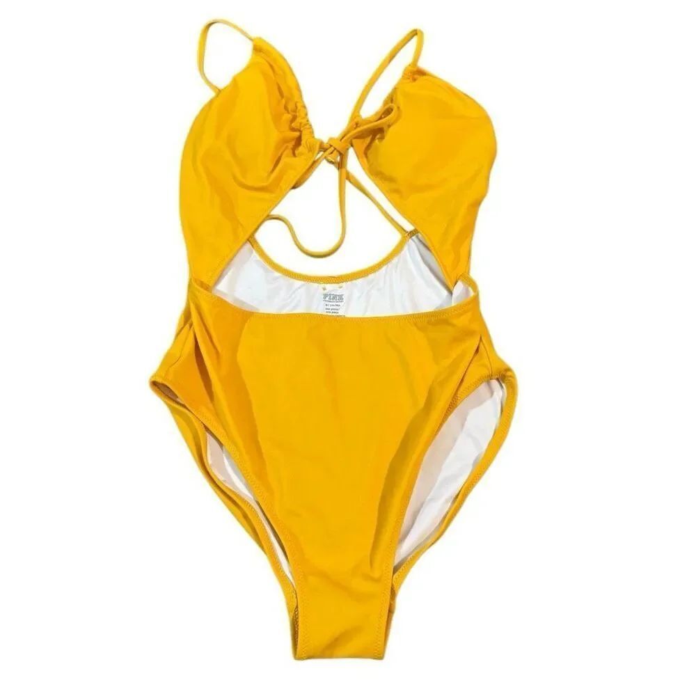 Pink Victoria secret yellow one piece bikini size medium